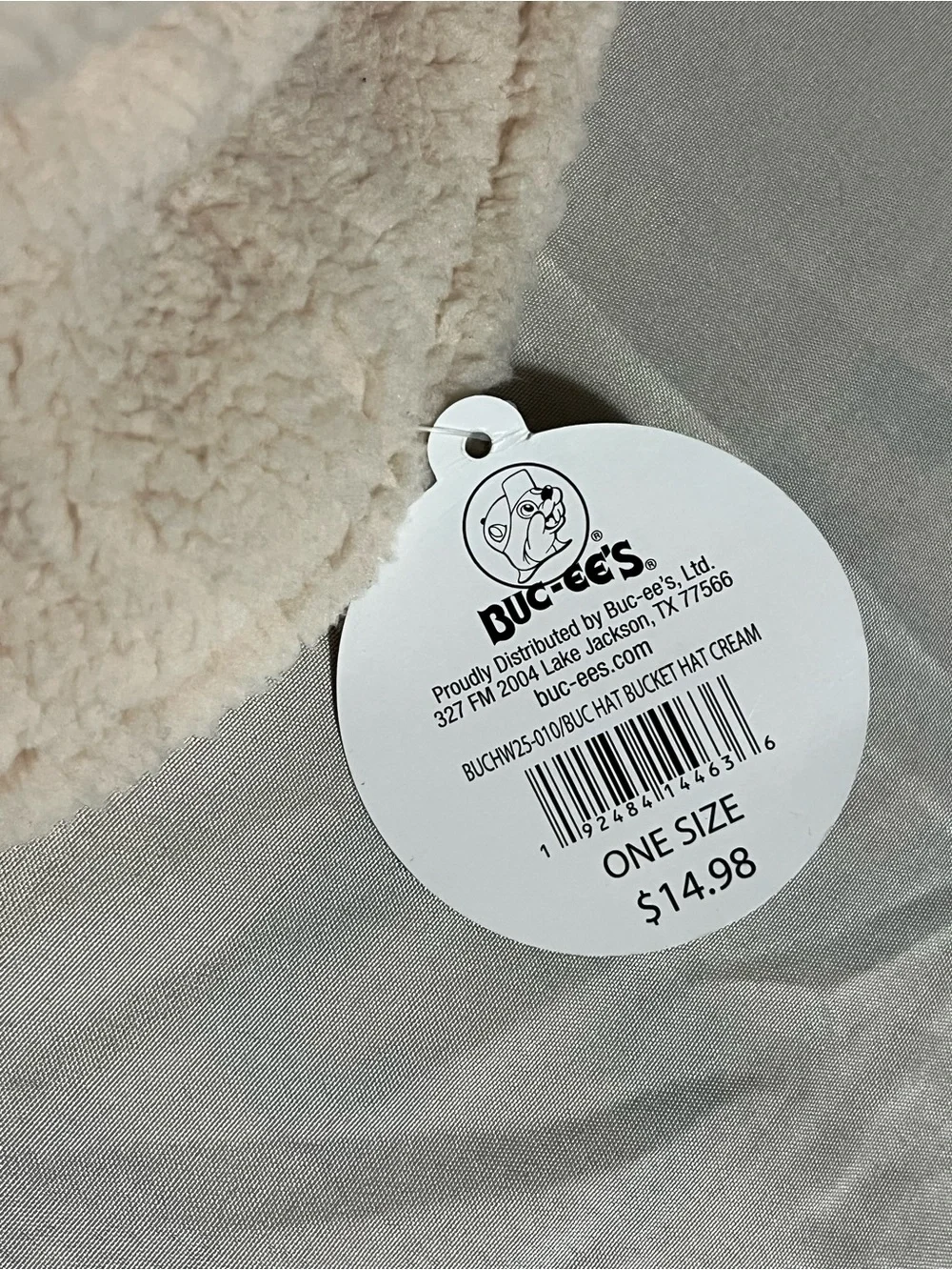 Buc-ee Cozy Cream Sherpa Kids Bucket Hat with Character Catch New with Tags